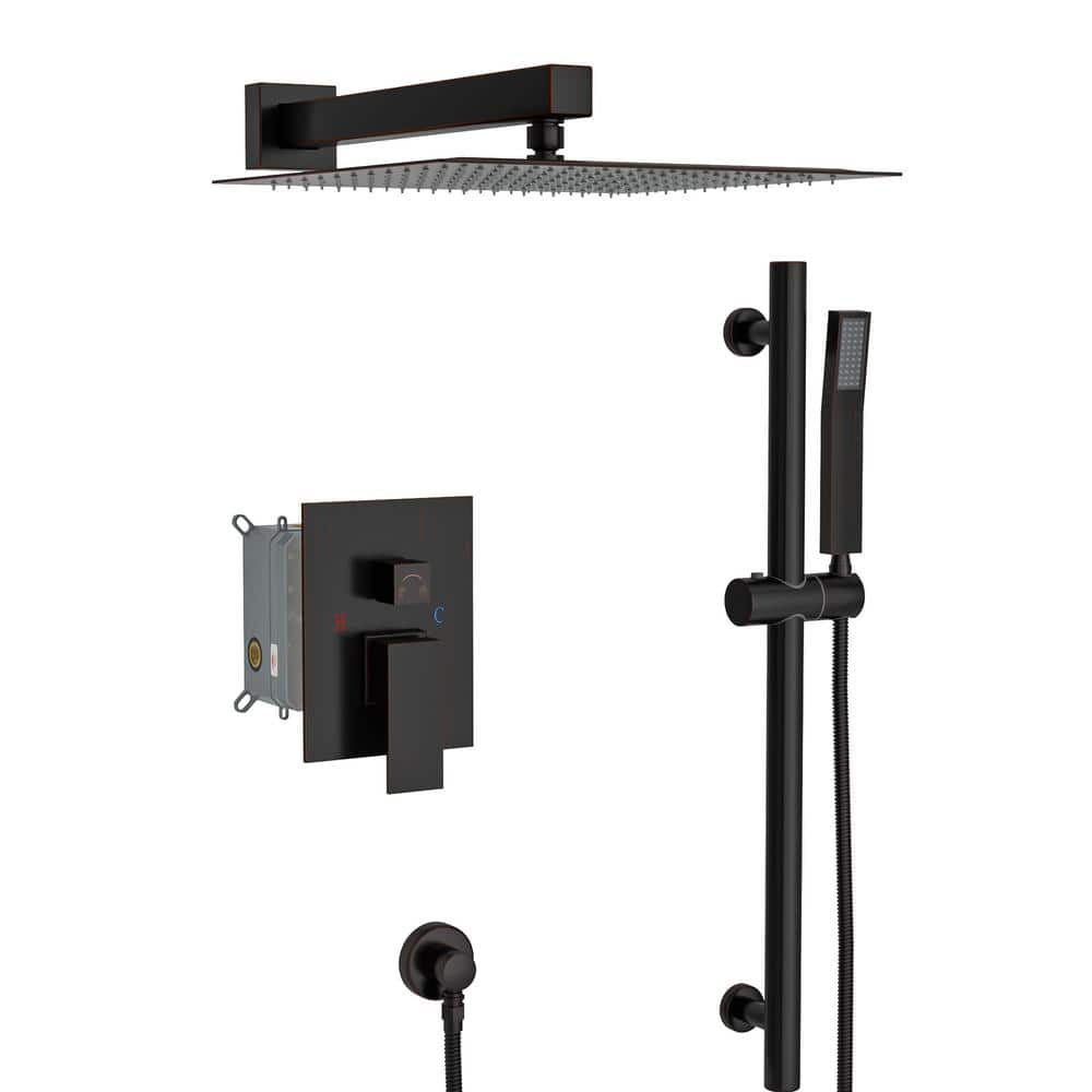  1-Spray Patterns With 1.8 GPM 10 In. Wall Mount Rain Fixed Shower Head In Oil-Rubbed Bronze