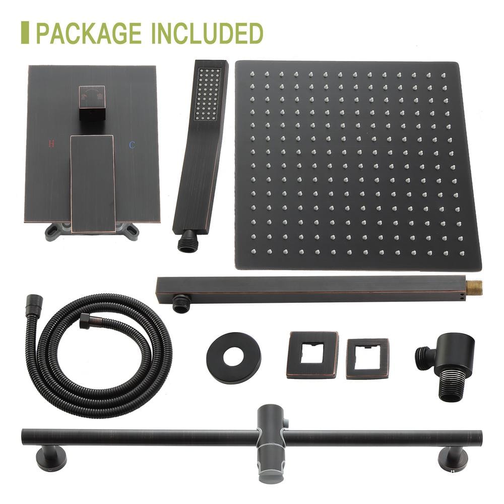  1-Spray Patterns With 1.8 GPM 10 In. Wall Mount Rain Fixed Shower Head In Oil-Rubbed Bronze