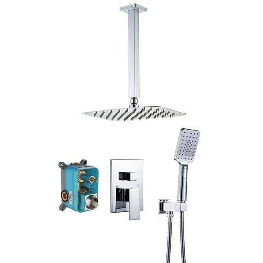  3-Spray Patterns With 2.5 GPM 12 In. Ceiling Mount Dual Shower Heads In Polished Chrome