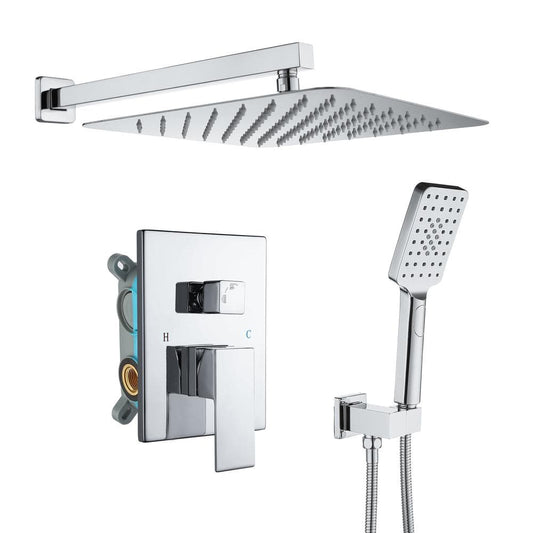  Single-Handle 3-Spray Patterns Anti-scald Shower Fixtures With Rough-In Pressure Balanced Valve In Polished Chrome