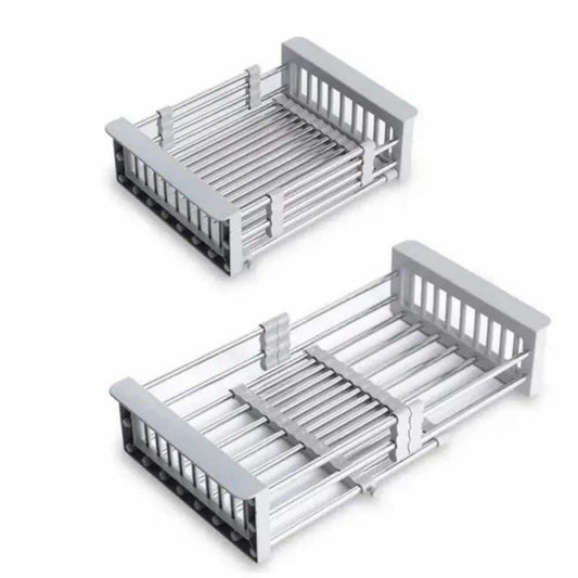  Silver Stainless Steel Retractable Dish Rack To Solve Fruit And Vegetable Solution