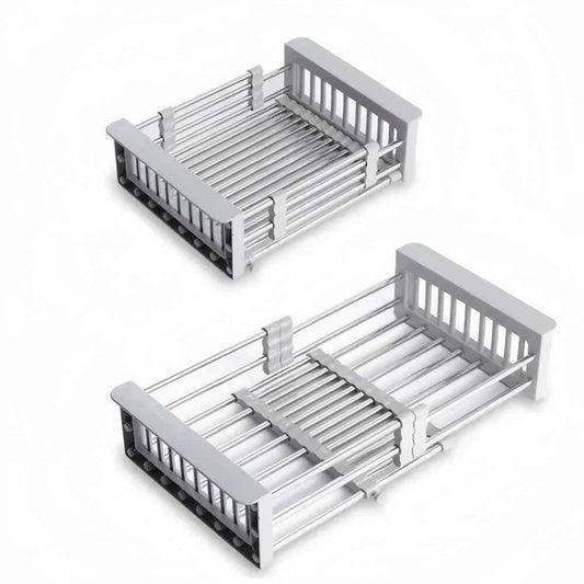  Adjustable Portable Immersion Sink Rack: Stainless Steel Drain Basket For Fruits/Veggies