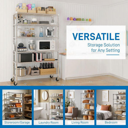  6-Tier Adjustable Wire Shelving Unit (48x18x72 In., Silver)