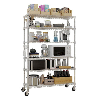  6-Tier Adjustable Wire Shelving Unit (48x18x72 In., Silver)