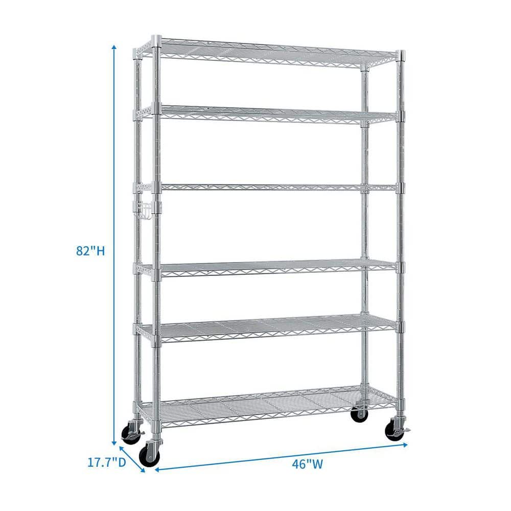  6-Tier Adjustable Wire Shelving Unit (48x18x72 In., Silver)