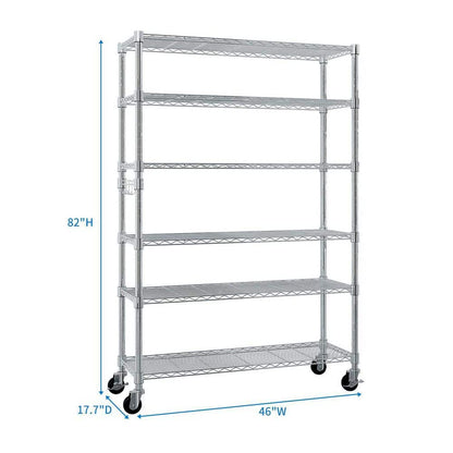 6-Tier Adjustable Wire Shelving Unit (48x18x72 In., Silver)