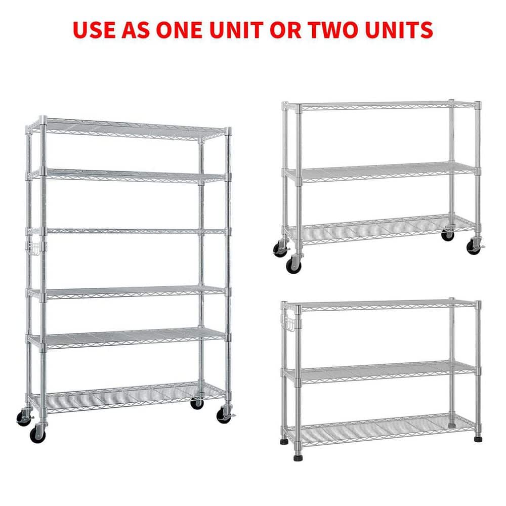  6-Tier Adjustable Wire Shelving Unit (48x18x72 In., Silver)