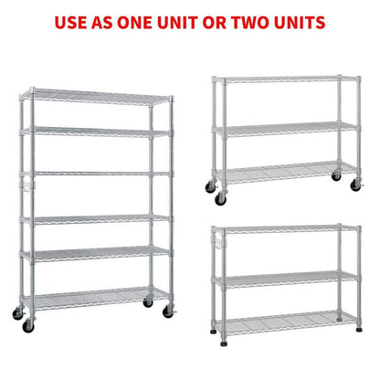  6-Tier Adjustable Wire Shelving Unit (48x18x72 In., Silver)