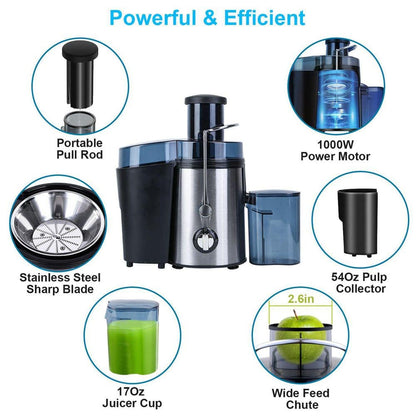  2-Speed Centrifugal Juicer: 1000W, 17 Oz. Cup, 54 Oz .Pulp Collector And 3.6 In. Chute