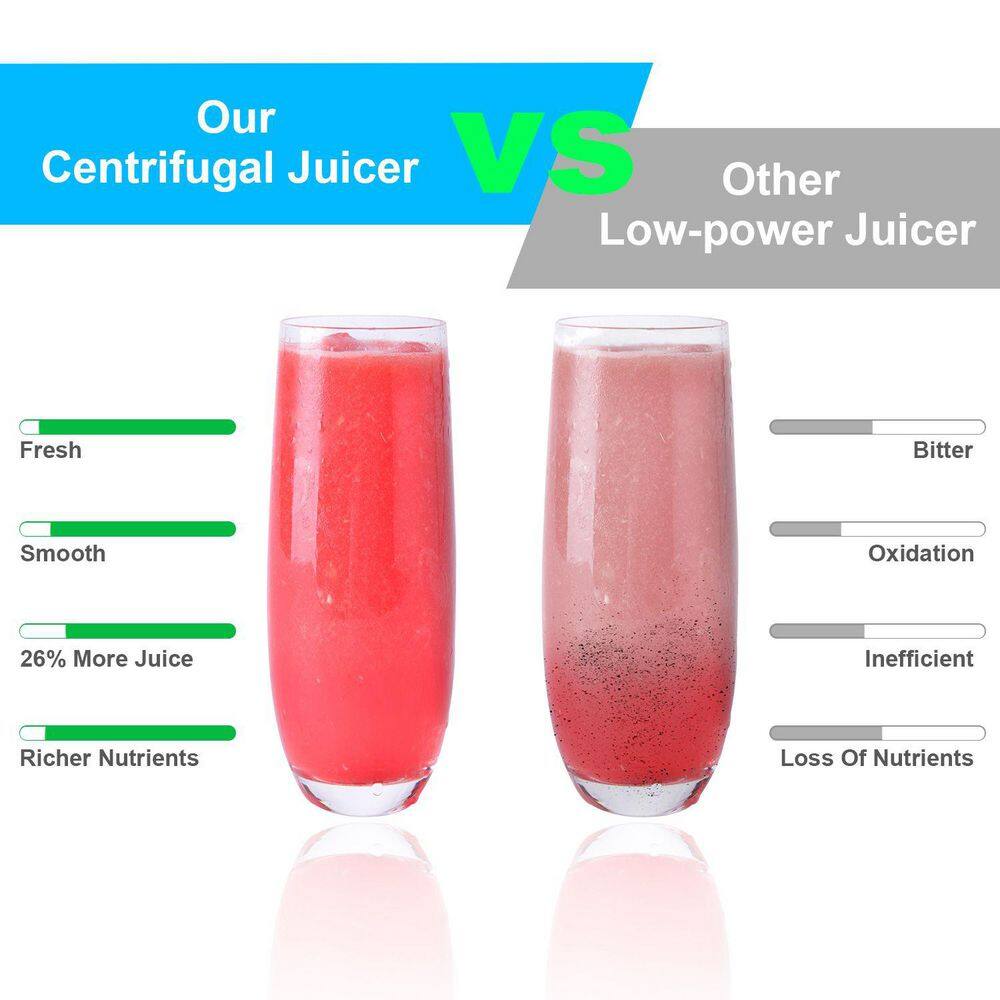  2-Speed Centrifugal Juicer: 1000W, 17 Oz. Cup, 54 Oz .Pulp Collector And 3.6 In. Chute