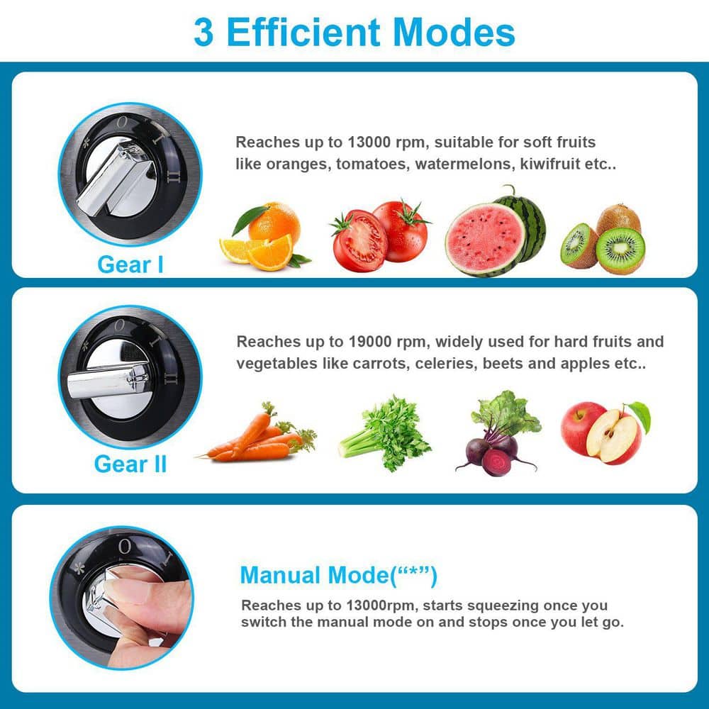  2-Speed Centrifugal Juicer: 1000W, 17 Oz. Cup, 54 Oz .Pulp Collector And 3.6 In. Chute