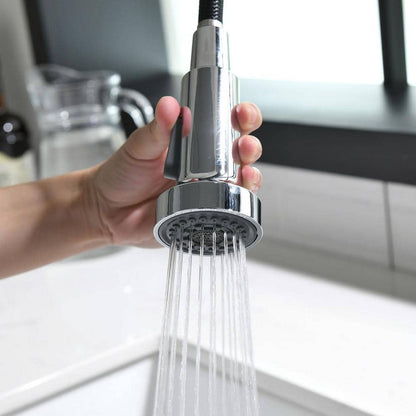  Single Handle Deck Mount Pull Down Sprayer Kitchen Faucet In Silver
