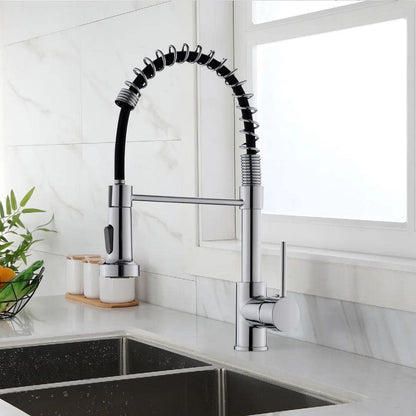  Single Handle Deck Mount Pull Down Sprayer Kitchen Faucet In Silver