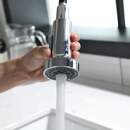  Single Handle Deck Mount Pull Down Sprayer Kitchen Faucet In Silver