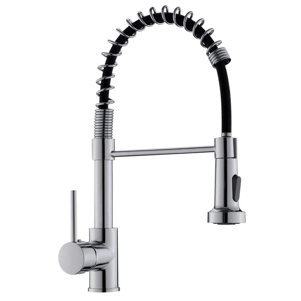  Single Handle Deck Mount Pull Down Sprayer Kitchen Faucet In Silver