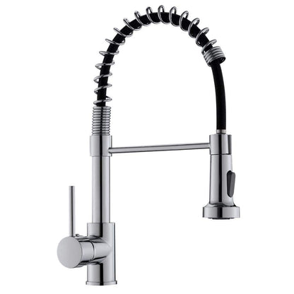  Single Handle Deck Mount Pull Down Sprayer Kitchen Faucet In Silver