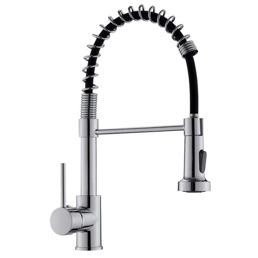  Single Handle Deck Mount Pull Down Sprayer Kitchen Faucet In Silver