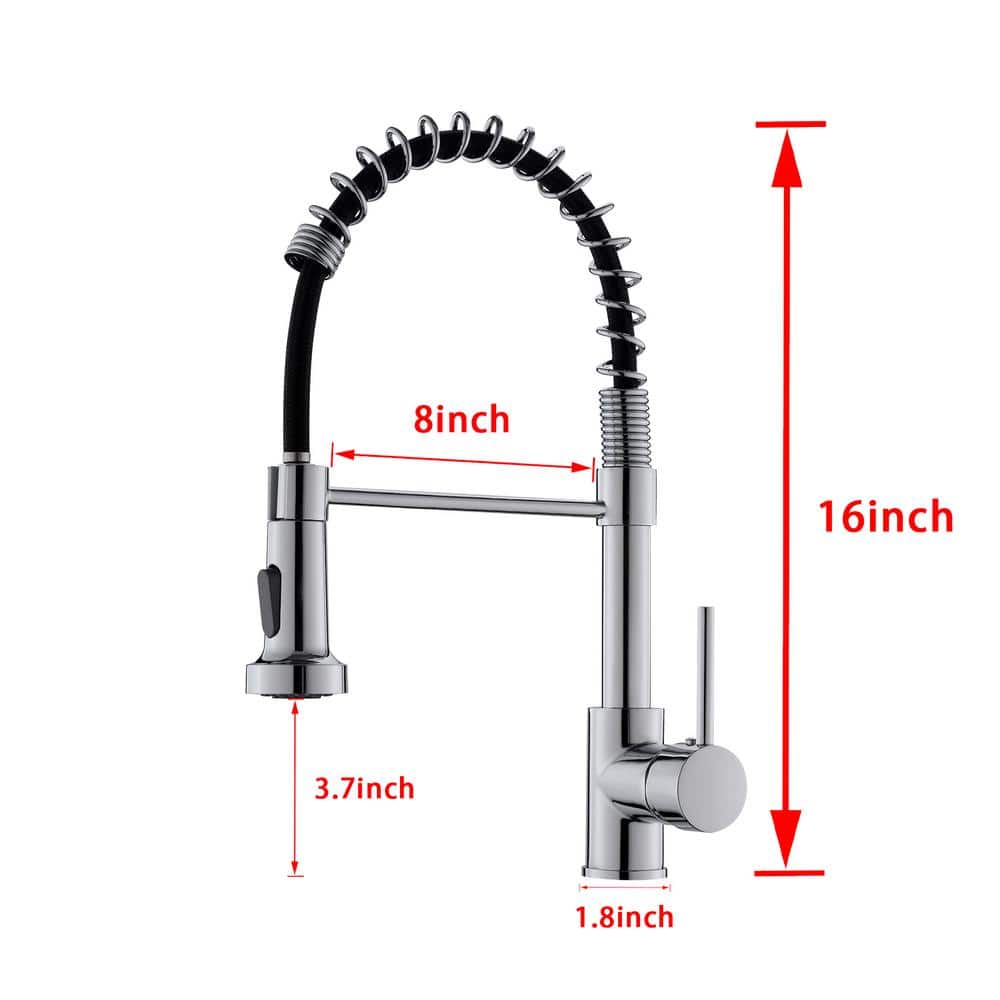  Single Handle Deck Mount Pull Down Sprayer Kitchen Faucet In Silver