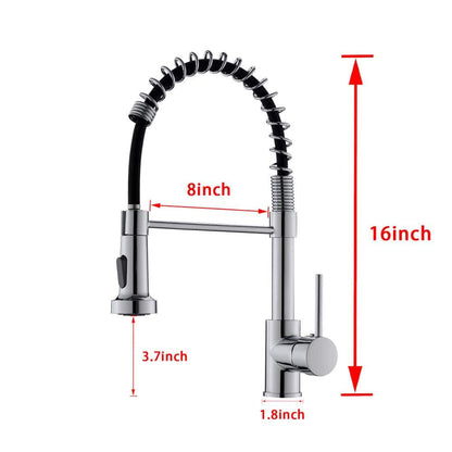  Single Handle Deck Mount Pull Down Sprayer Kitchen Faucet In Silver
