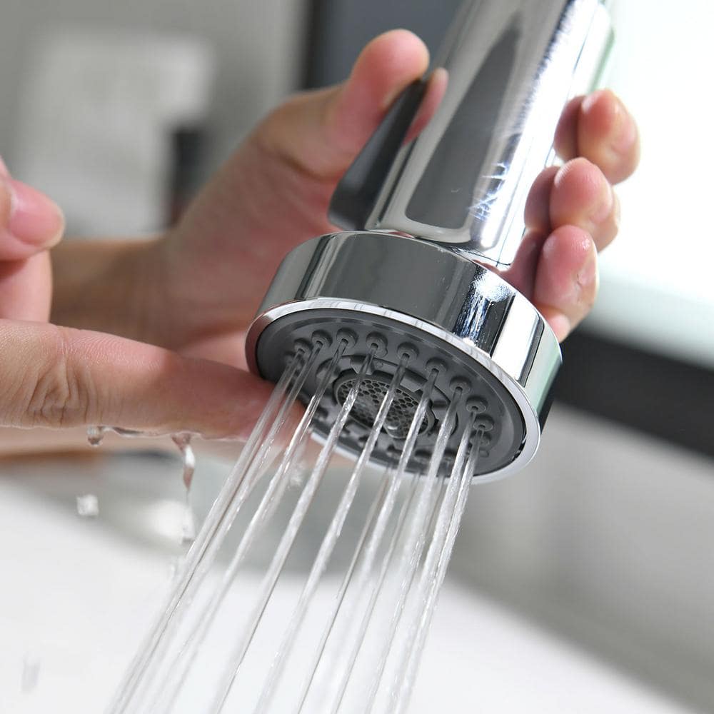  Single Handle Deck Mount Pull Down Sprayer Kitchen Faucet In Silver