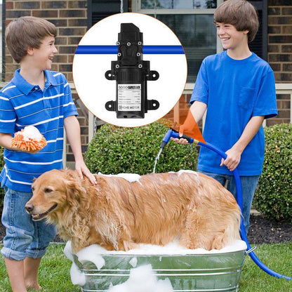  12V 70W Self-Priming Water Pump (130PSI, 6L/Min) With 2 Hose Clamps-For RV, Camper, Marine, Boat