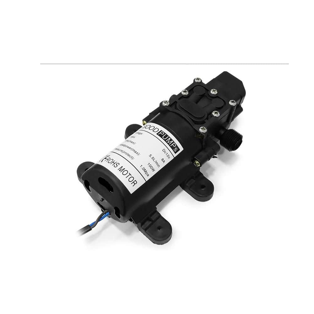  12V 70W Self-Priming Water Pump (130PSI, 6L/Min) With 2 Hose Clamps-For RV, Camper, Marine, Boat