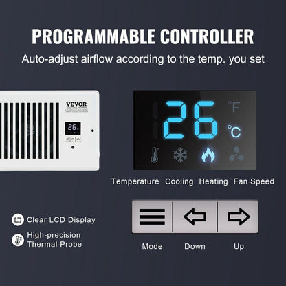  4 Ft.x12ft. Register Booster Fan: Quiet, Remote/Thermostat-Controlled, Adjustable Speed In White
