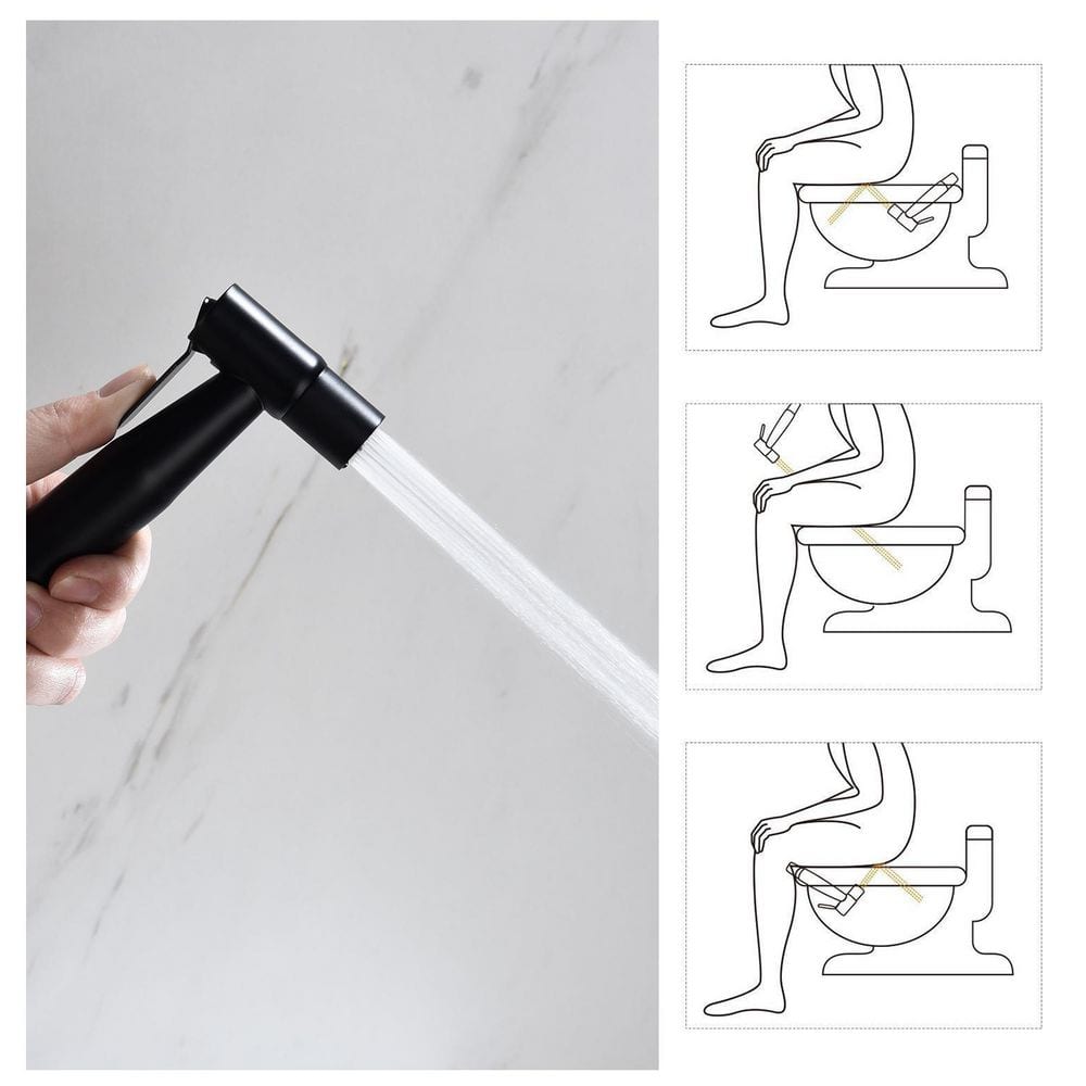  Bidet Sprayer For Toilet Bidet Attachment Handheld Cloth Diaper Sprayer In Black