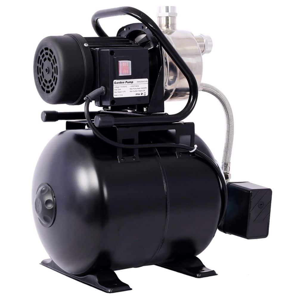  1.6 HP Stainless Steel Shallow Well Pump With Pressure Tank-Garden/Irrigation And Automatic Water Booster