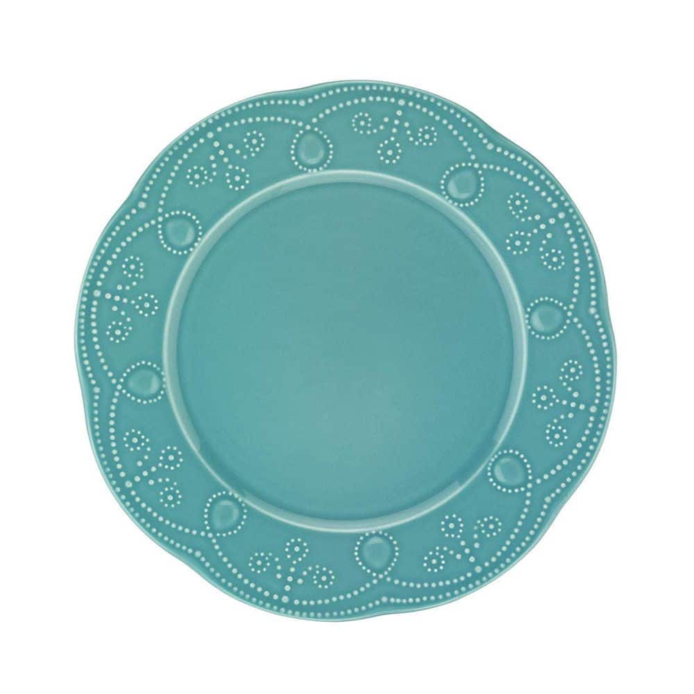  12-Pieces Porcelain Dinnerware Set In Turquoise
