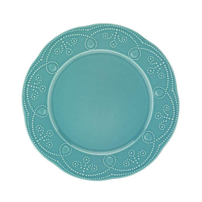 12-Pieces Porcelain Dinnerware Set In Turquoise
