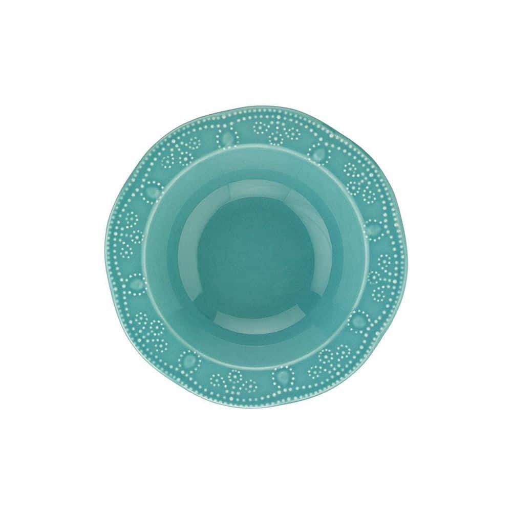  12-Pieces Porcelain Dinnerware Set In Turquoise