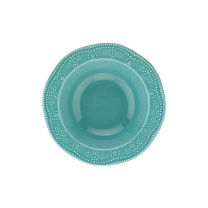 12-Pieces Porcelain Dinnerware Set In Turquoise