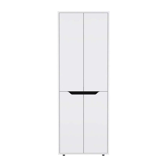  11.80 In. W X 23.60 In. D X 66.90 In. H Particle Board Freestanding Linen Cabinet W/5-Shelves In White/Black