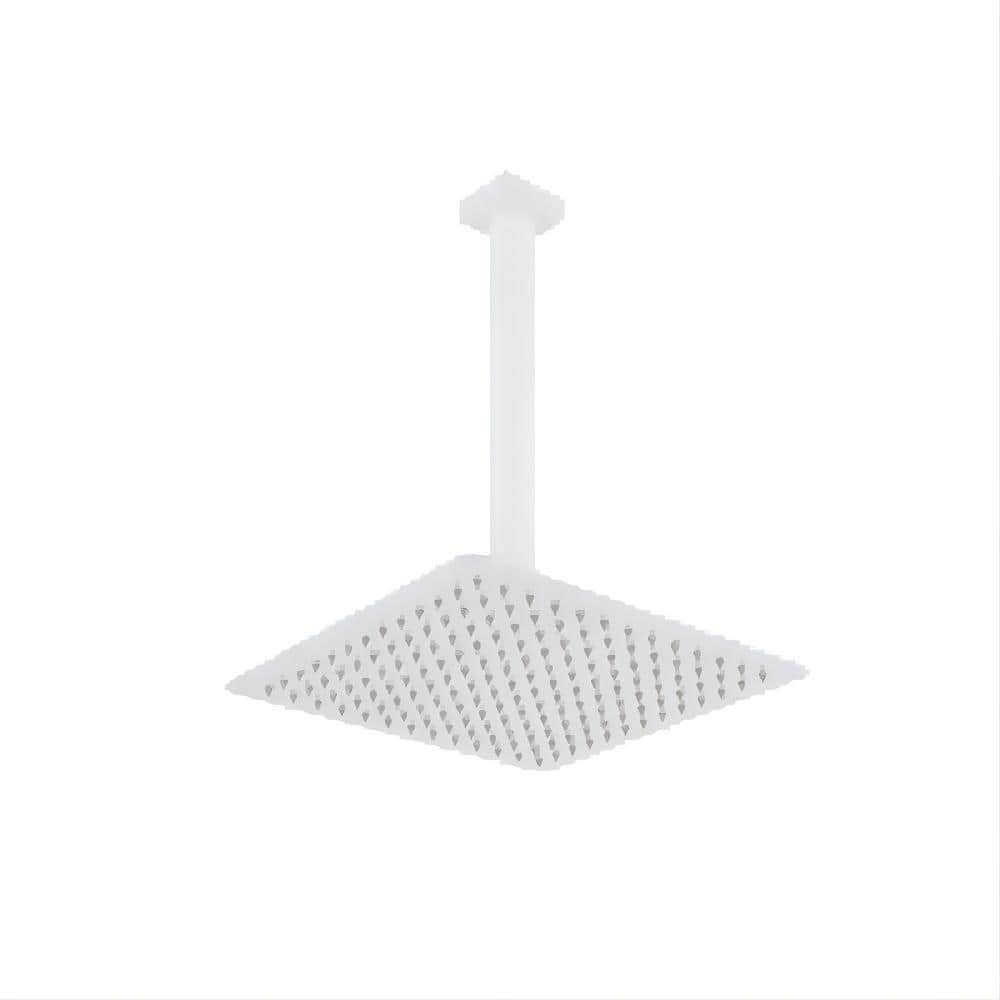  1-Spray Patterns 2.5 GPM Ceiling Mount Fixed Shower Head In White
