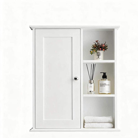  27.60 In. W X 23.60 In. D X 7.10 In. H Bathroom Storage Wall Cabinet In White