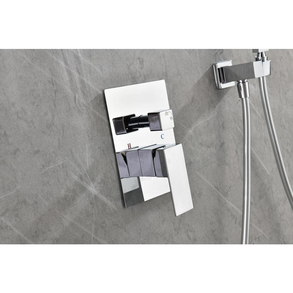  2-Handle Claw Foot Tub Faucet With Hand Shower In. White