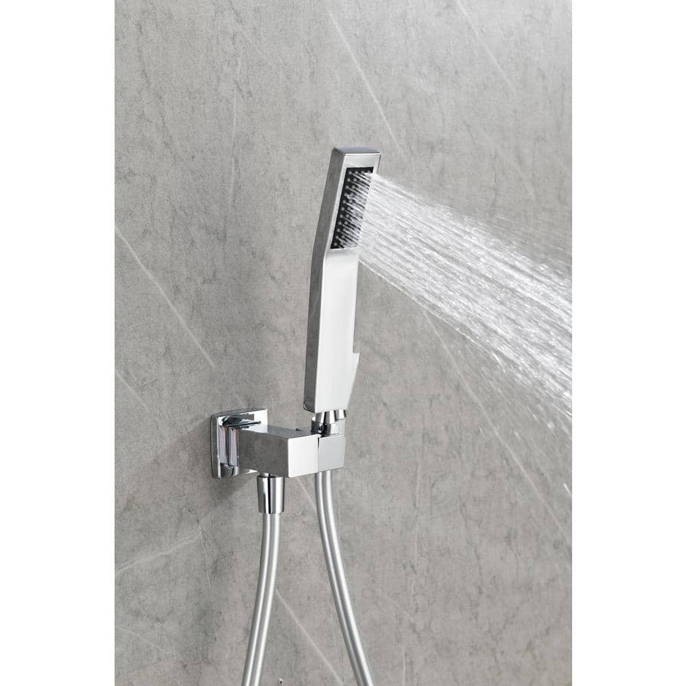 2-Handle Claw Foot Tub Faucet With Hand Shower In. White