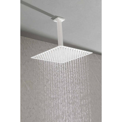  1-Spray 16 In. Dual Shower Head System Ceiling Mounted Shower 2.5 GPM In White