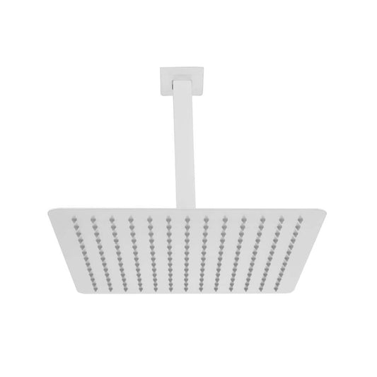  1-Spray Patterns 1.8 GPM 11.8 In. Ceiling Mount Fixed Shower Head In White