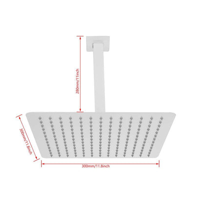  1-Spray Patterns 1.8 GPM 11.8 In. Ceiling Mount Fixed Shower Head In White