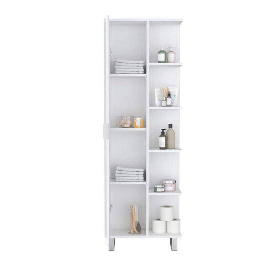  20.90 In. W X 21 In. D X 62.90 In. H White Wood Freestanding Linen Cabinet With 4 Open Shelves In White