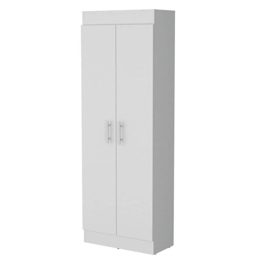  11.90 In. W X 23.60 In. D X 66.80 In. H White Wood Freestanding Linen Cabinet With 5-Shelf For Room In White