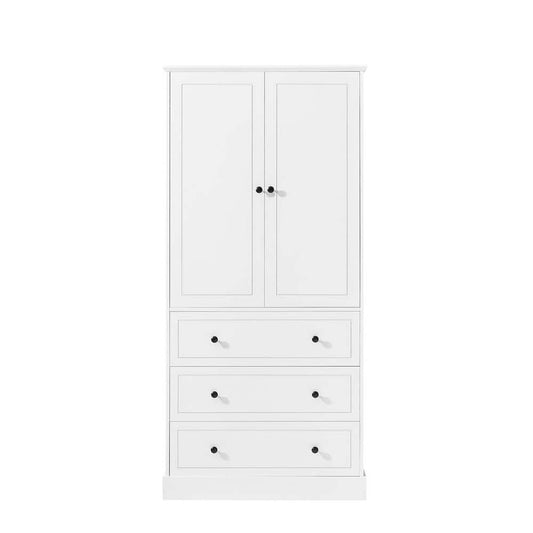  16.40 In. W X 32.80 In. D X 69.20 In. H White MDF Freestanding Linen Cabinet With 3-Drawers And Shelves In White