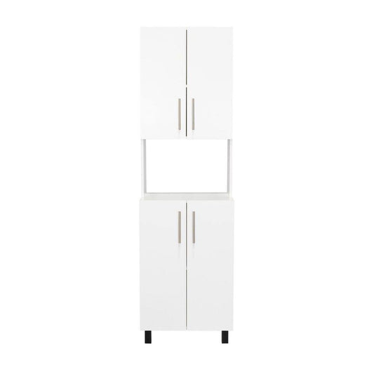  22.20 In. W X 13.20 In. D X 76.80 In. H White MDF Freestanding Linen Cabinet With 5-Shelves And 4-Door In White