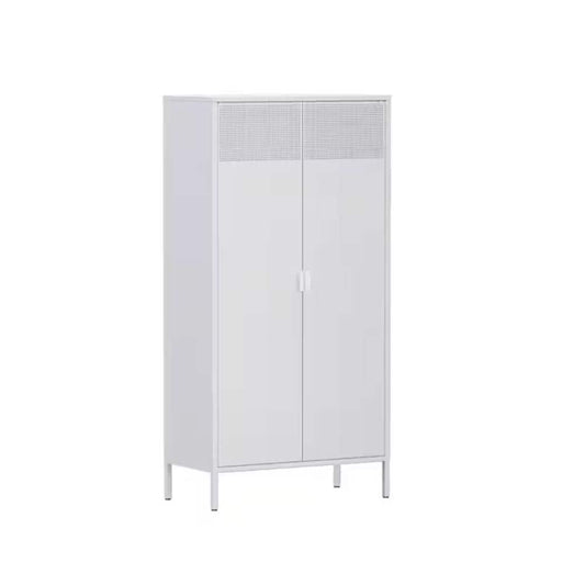 27.56 In. D X 13.78 In. W X 61.02 In. H White Steel Freestanding Linen Cabinet With Adjustable Shelves In White