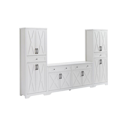  15 In. W X 108.70 In. D X 68 In. H White MDF And Particle Board Freestanding Linen Cabinet With Drawers In White