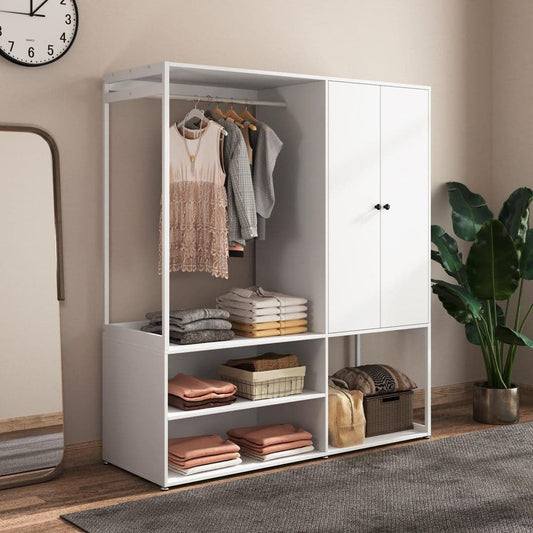  19.69 In. W X 55.12 In. D X 62.99 In. H White Particle Board Freestanding Linen Cabinet W/Doors And Shelves In White