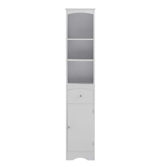  13.4 In. W X 9.1 In. D X 66.9 In. H White MDF Freestanding Linen Cabinet With Drawer In White