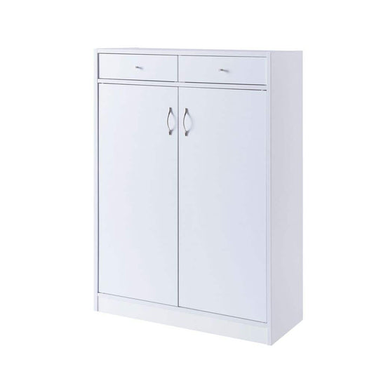  13.00 In. W X 33.00 In. D X 47.50 In. H With Fives Shelves, 2-Drawers, Fits 15-Pairs Of Shoes White Linen Cabinet